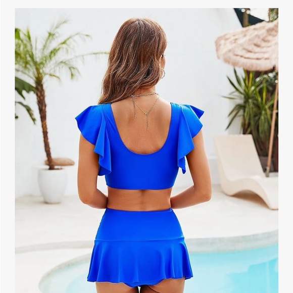 Blue Ruffled Bikini Set - Picture 4 of 5